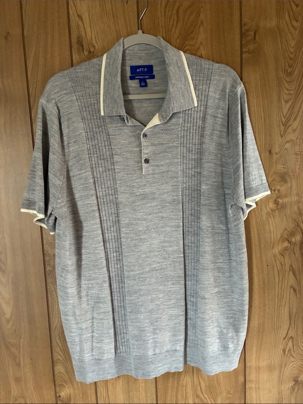 Apt. 9 Light Heather Gray Polo with Contrast Trim